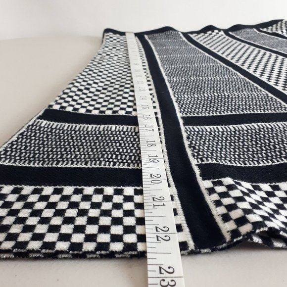 Spense Black White Checker Stripe Knit Skirt - Picture 5 of 10